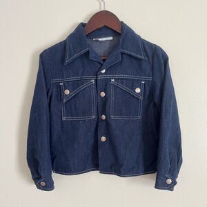 Billy The Kid Vintage Blue Denim Snap Button Logo Western Jacket- Youth Large